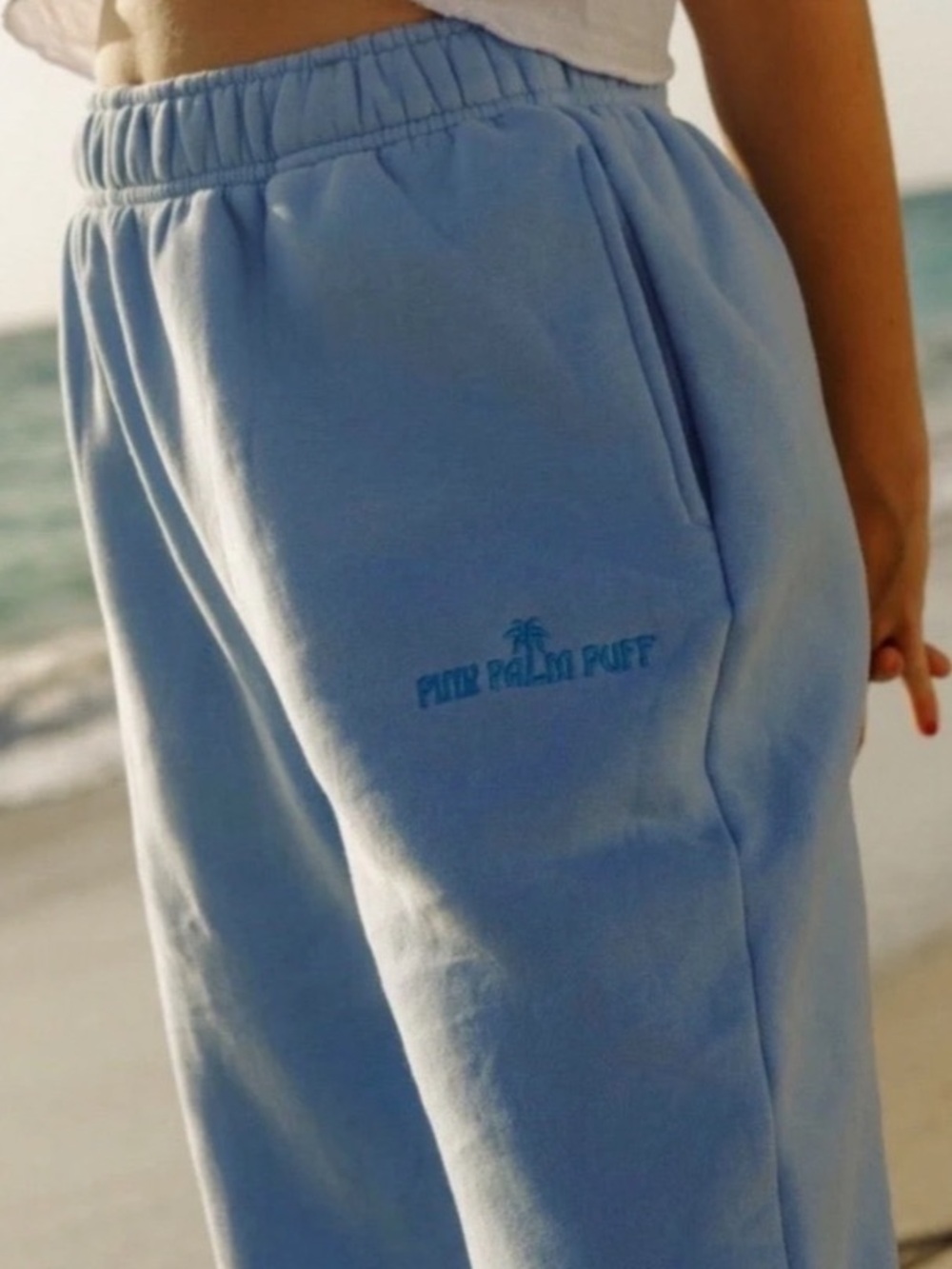 Pink palm puff Puff Sweatpants in Blue size XS